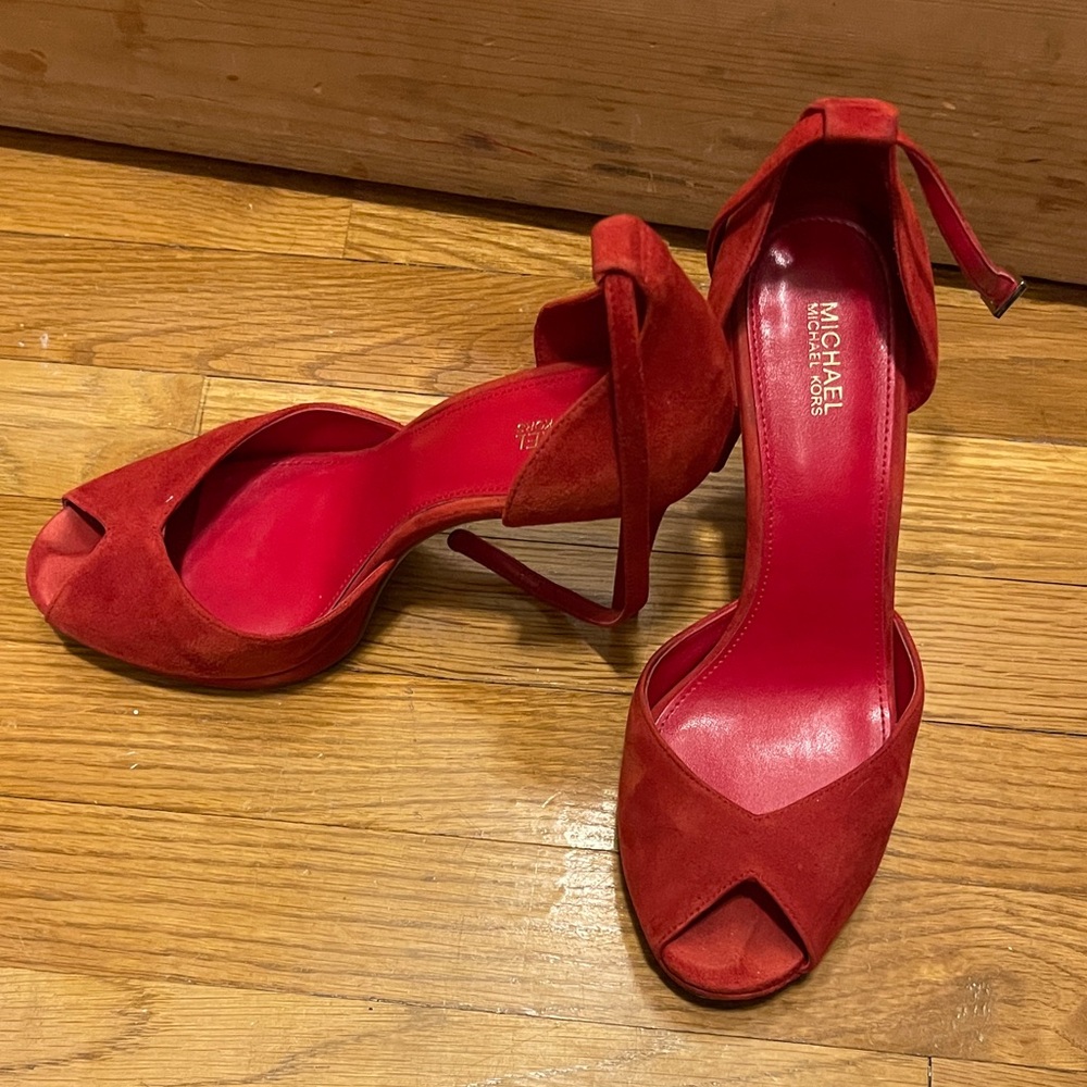 Michael Kors Vibrant Red Suede Heels